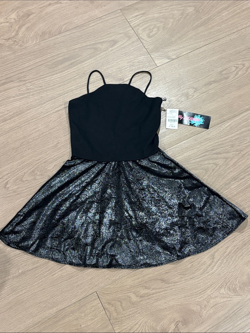 Deb Black Glitter Fit-and-Flare Dress for Girls